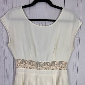 Kimchi | ivory high low dress | low cut back | pleated